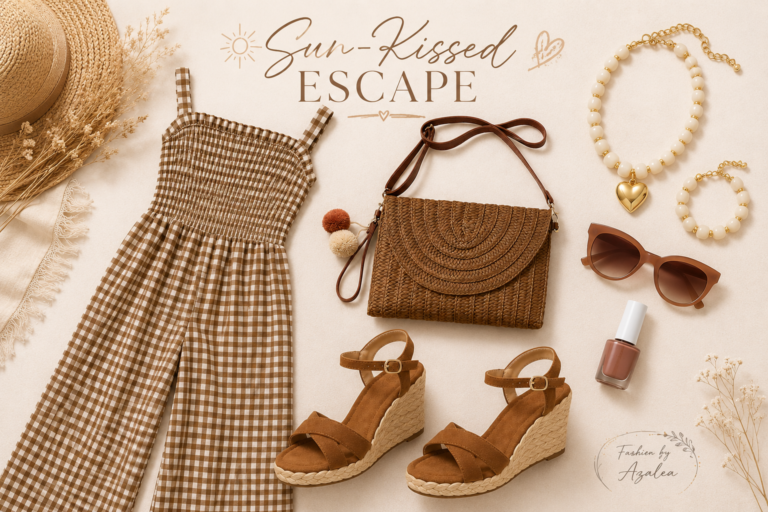Sun-Kissed Escape: Effortless Summer Style with Gingham Elegance